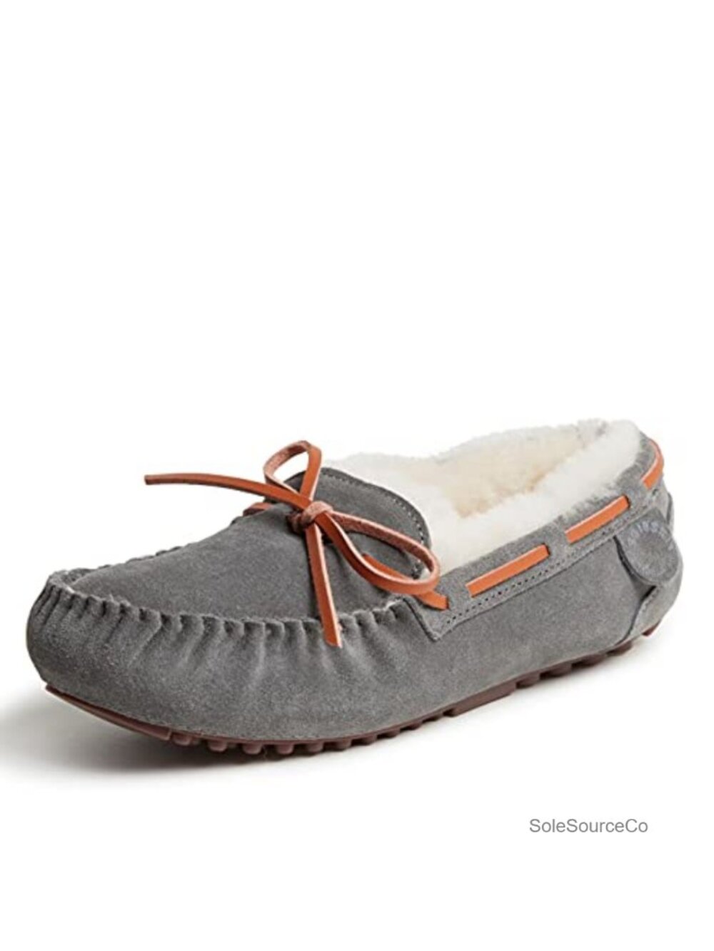 100% Australian Shearling Suede Slippers with Tie Indoor/Outdoor Moc